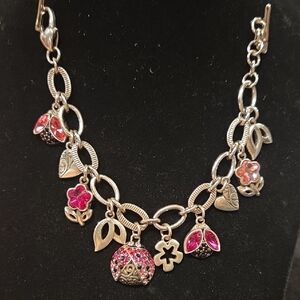 Brighton Silver Bracelet with Pink Charms